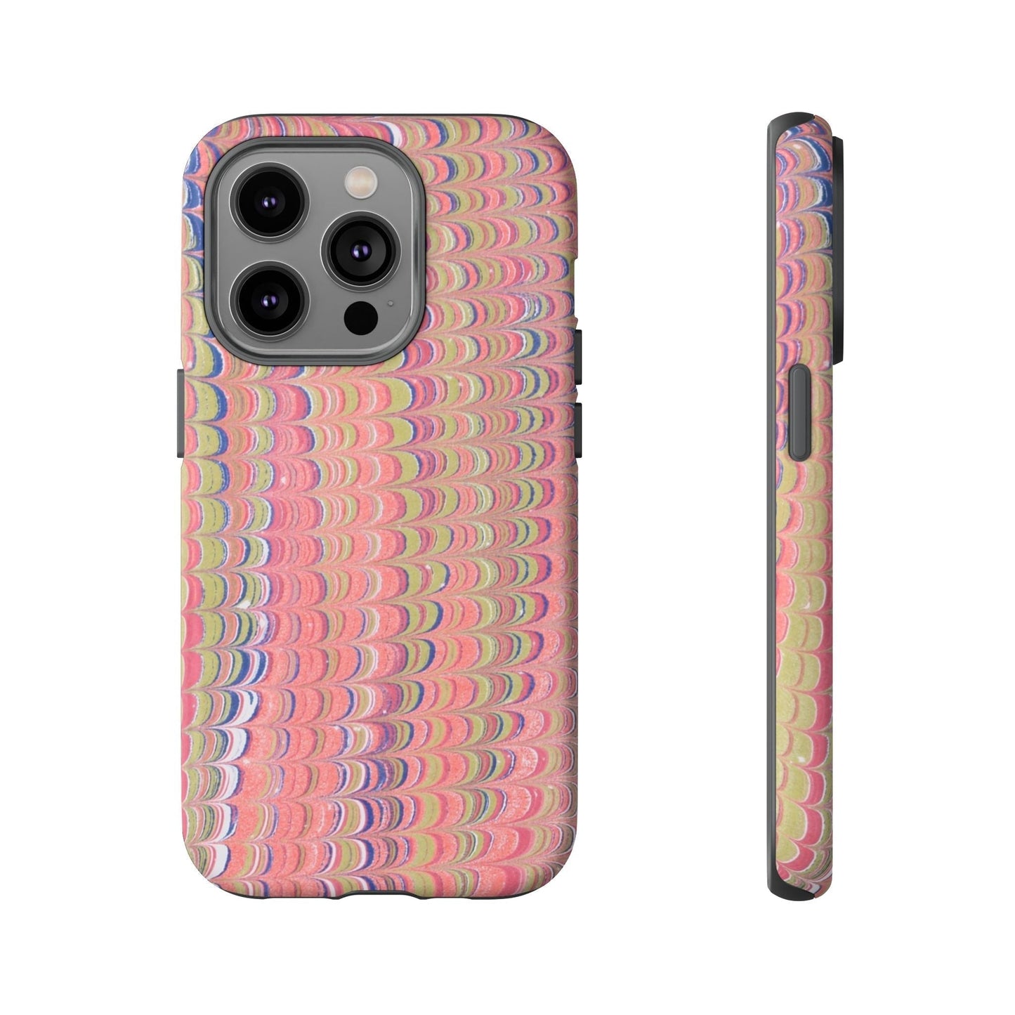 Pink Pastels Feather Marbled Vintage Design iPhone 16 + Samsung + Apple + Google - 2 finishes