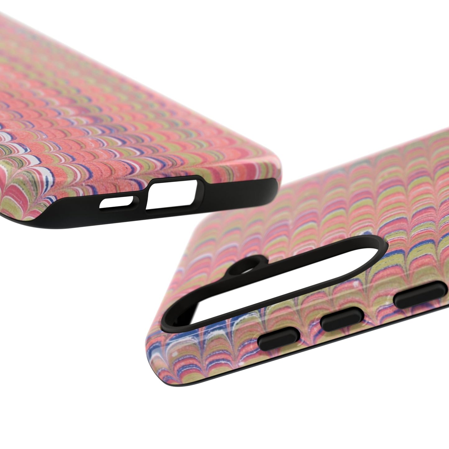 Pink Pastels Feather Marbled Vintage Design iPhone 16 + Samsung + Apple + Google - 2 finishes