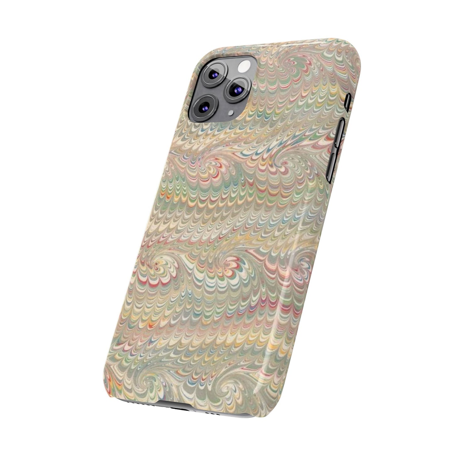 Soft Green and Multi-Colored Marbled Design, Italy Feather Phone Case, Multi-Color, Slim Phone Cases, Case-Mate IPHONE16 and all sizes
