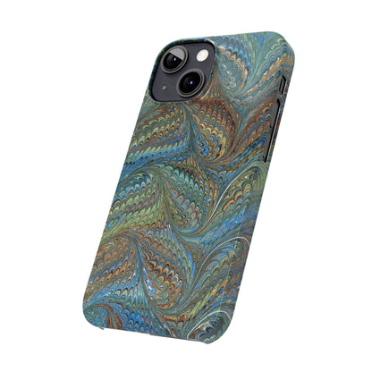 Blue and Green Italian Marbled Swirl Design, Italy Feather Phone Case, Multi-Color, Slim Phone Cases, Case-Mate IPHONE16 and all sizes