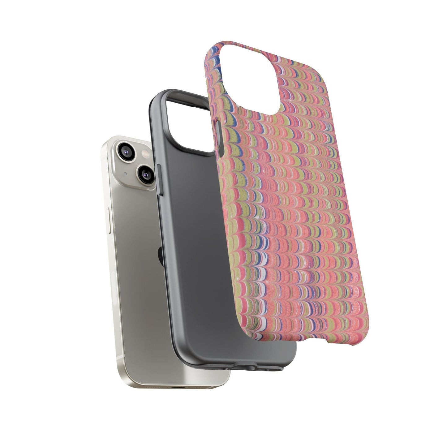 Pink Pastels Feather Marbled Vintage Design iPhone 16 + Samsung + Apple + Google - 2 finishes