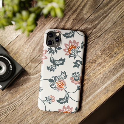 Pink and Green Flower Pattern, Floral Slim Phone Cases, Case-Mate IPHONE16 and all sizes