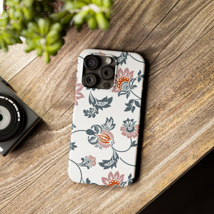 Pink and Green Flower Pattern, Floral Slim Phone Cases, Case-Mate IPHONE16 and all sizes