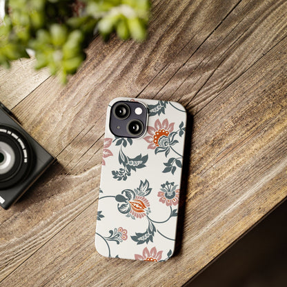 Pink and Green Flower Pattern, Floral Slim Phone Cases, Case-Mate IPHONE16 and all sizes