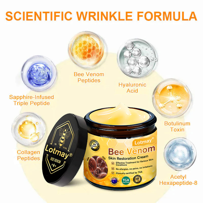 Lotmay® 𝘽𝙀𝙀 𝙑𝙀𝙉𝙊𝙈 𝑺𝒌𝒊𝒏 𝑹𝒆𝒔𝒕𝒐𝒓𝒂𝒕𝒊𝒐𝒏 𝑪𝒓𝒆𝒂𝒎 –🌸 Anti-aging,Hydrating, Skin Repair, Even Tone, Acne and Dark Spot Treatment, Wart and Mole Removal, Psoriasis Relief