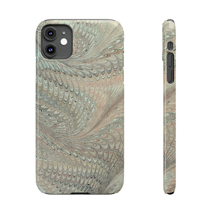 Marbled VIntage Design, Italian Feather Phone Case, Green Hues, Mint, Beige, Neutrals, Slim Phone Cases, IPHONE16 and all sizes