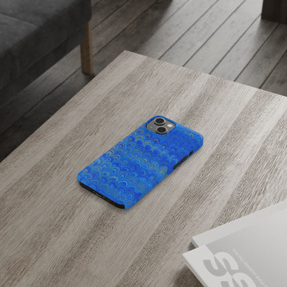 Blue Marbled Design, Italy Feather Phone Case, Multi-Color, Slim Phone Cases, Case-Mate IPHONE16 and all sizes