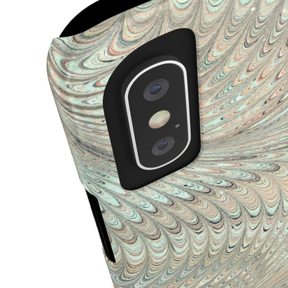 Marbled VIntage Design, Italian Feather Phone Case, Green Hues, Mint, Beige, Neutrals, Slim Phone Cases, IPHONE16 and all sizes