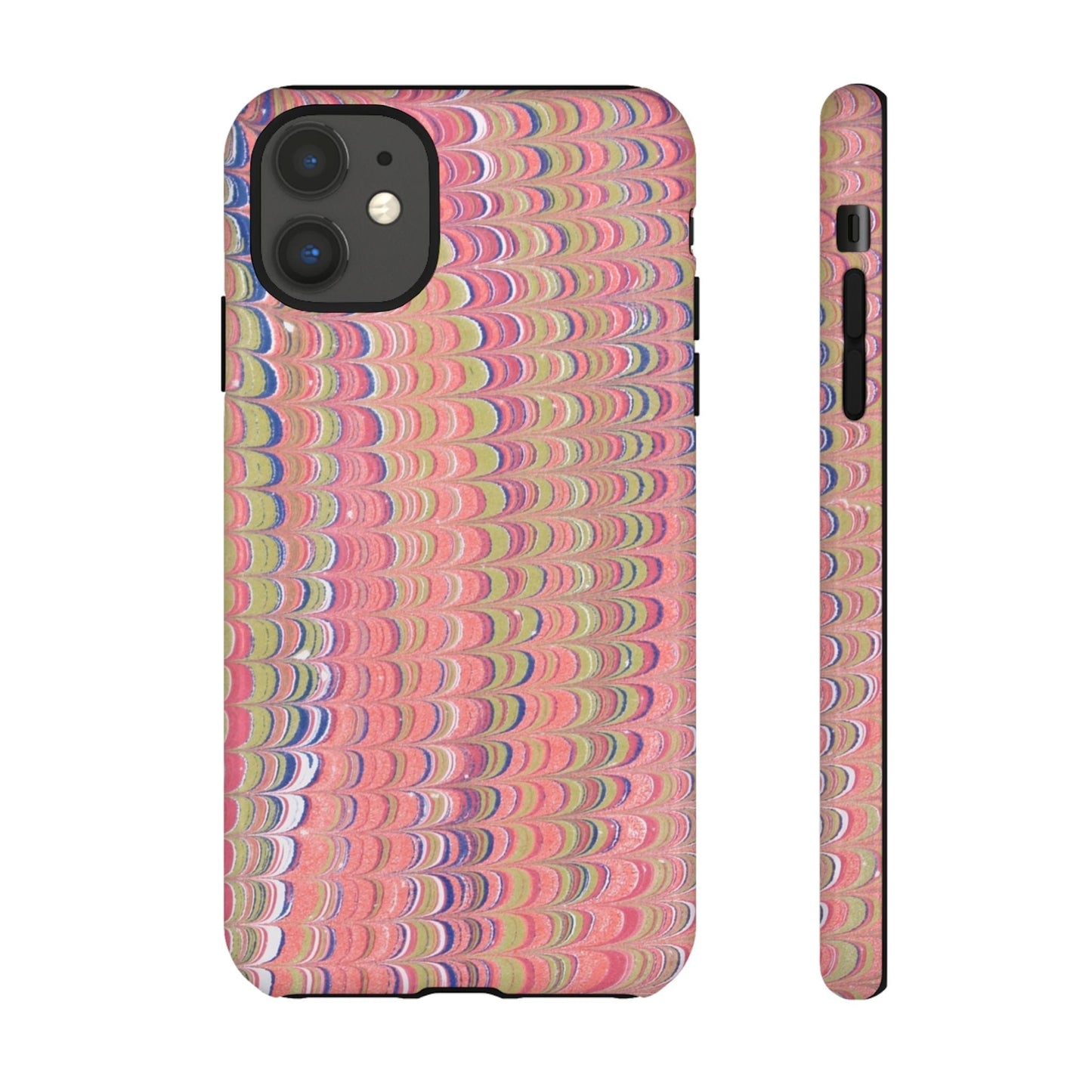 Pink Pastels Feather Marbled Vintage Design iPhone 16 + Samsung + Apple + Google - 2 finishes