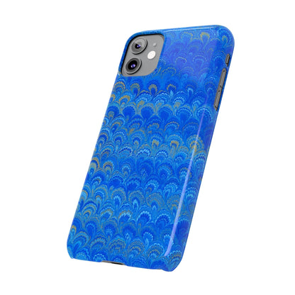 Blue Marbled Design, Italy Feather Phone Case, Multi-Color, Slim Phone Cases, Case-Mate IPHONE16 and all sizes