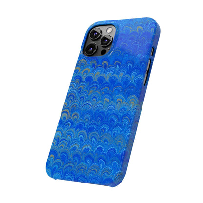 Blue Marbled Design, Italy Feather Phone Case, Multi-Color, Slim Phone Cases, Case-Mate IPHONE16 and all sizes
